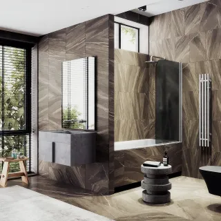 Шторка на ванну MaybahGlass MGV-619-5 70см хром матовый